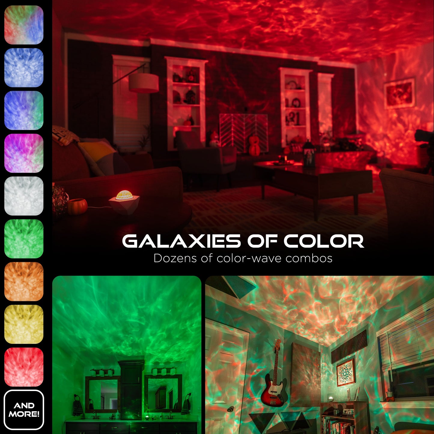 Color-Changing LED Galaxy Wave Projector, USB-C Powered, Night Light, 70333