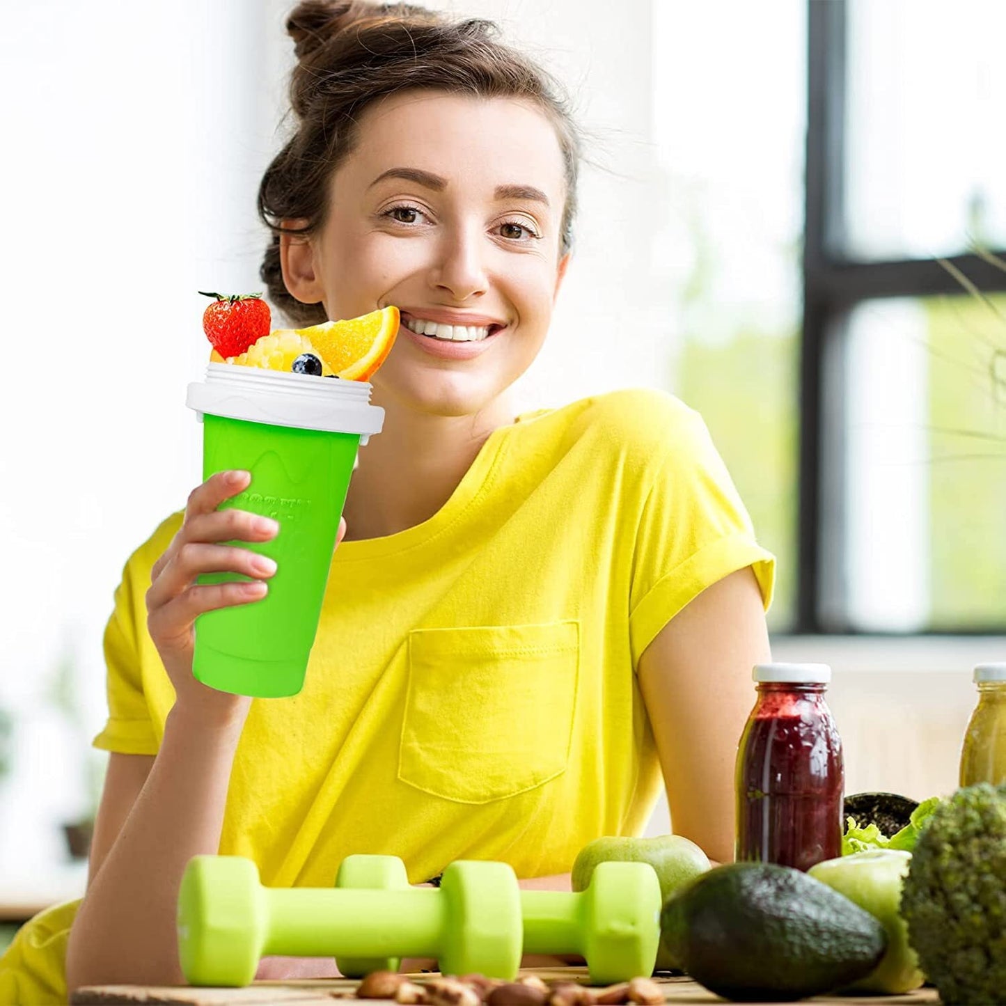 Slushy Maker Cup - TIK TOK Quick Frozen Magic Squeeze Cup, Double Layers Slushie Cup, DIY Homemade Squeeze Icy Cup, Fasting Cooling Make and Serve Slushy Cup for Milk Shake, Smoothies, Slushies