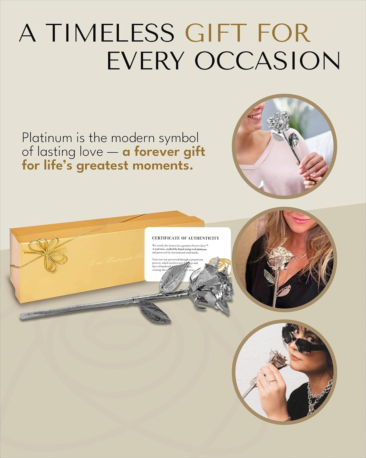Real Rose Dipped in Platinum, Handcrafted Preserved Rose in Luxury Gold Gift Box, Romantic Gift for Her, Elegant Keepsake for Anniversary, Birthday, or Any Special Occasion