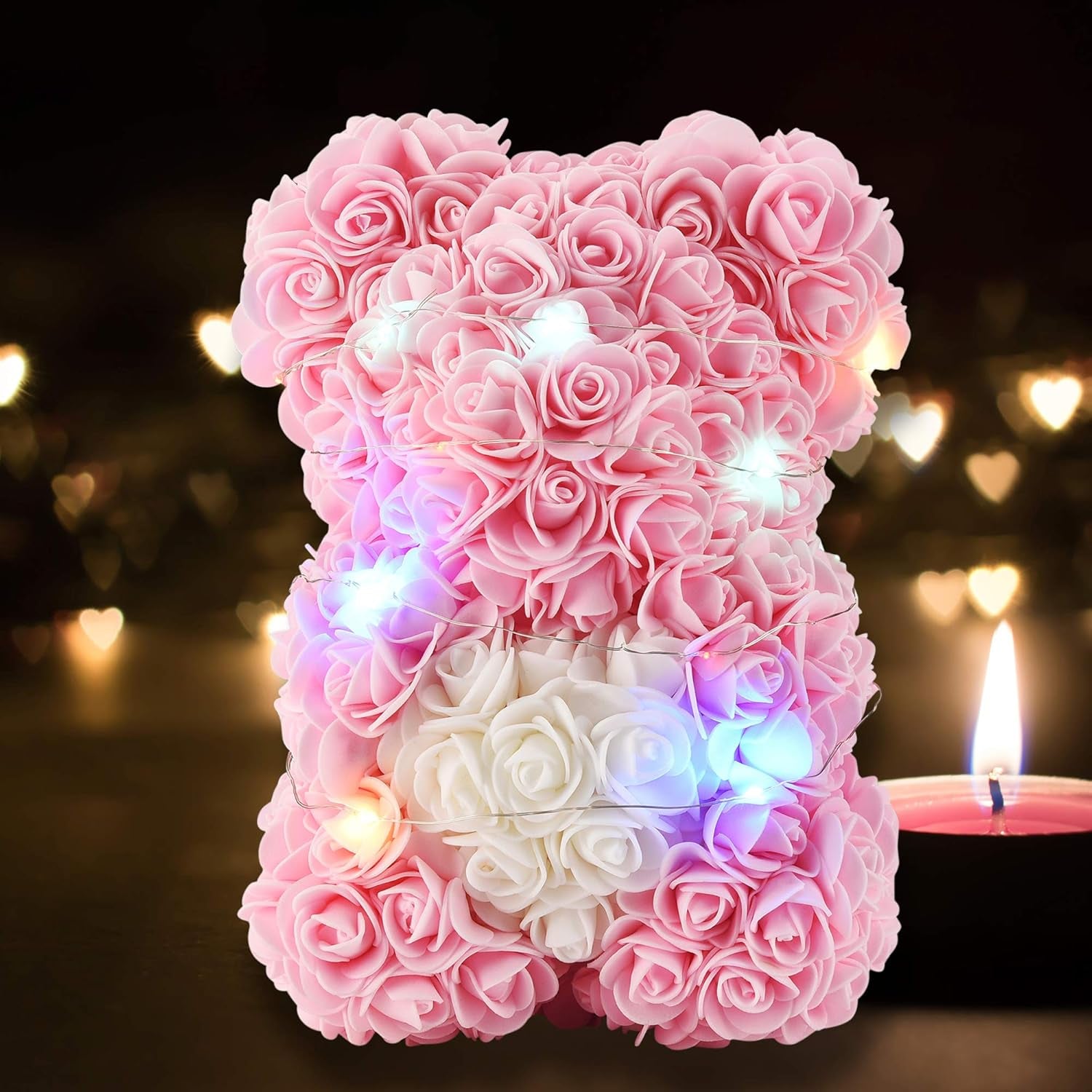 Mother Day Mom Gifts, Pink Rose Bear Gifts for Women, Handmade Rose Teddy Bear, Mom Birthday Gifts from Daughter Son Kids, Flower Bear for Mom, Women, Wife