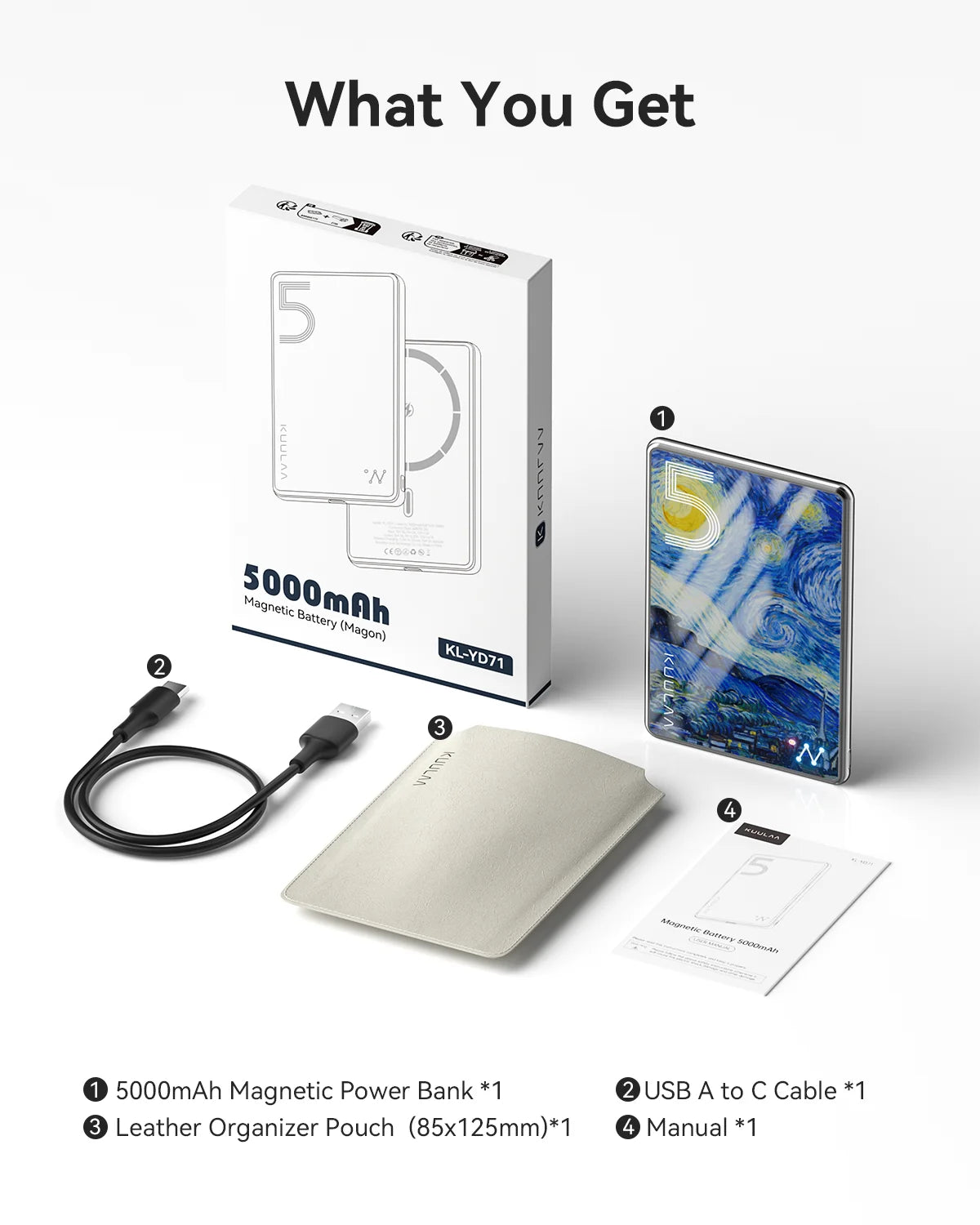 Magsafe Battery Pack 5000Mah Ultra-Slim 0.27In Magnetic Wireless Portable Charger with Tempered Glass Surface & 20W USB-C PD Power Bank for Iphone 16/15/14/13/12 Series & Android