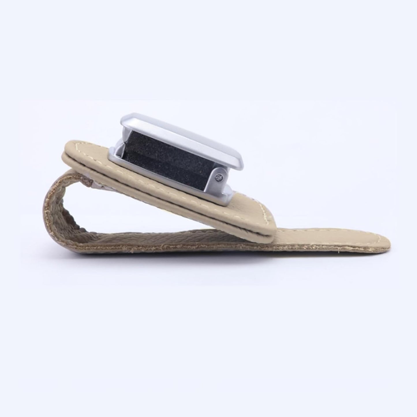 2 Pack Sunglass Holder for Car, Universal Car Visor Leather Sunglasses Holder Clip Eyeglasses Hanger and Ticket Card Clip for Car Visor Accessories (Beige)