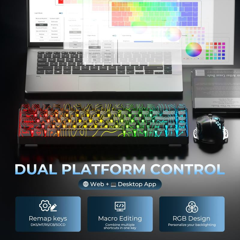 XVX HE68 Gateron EF Magnetic Pro Swtichs Rapid Trigger Gaming Hall Effect 68% Wired Mechanical Keyboard with Imd-Tech Keycaps, Gaming Accessories,Gaming Keyboard