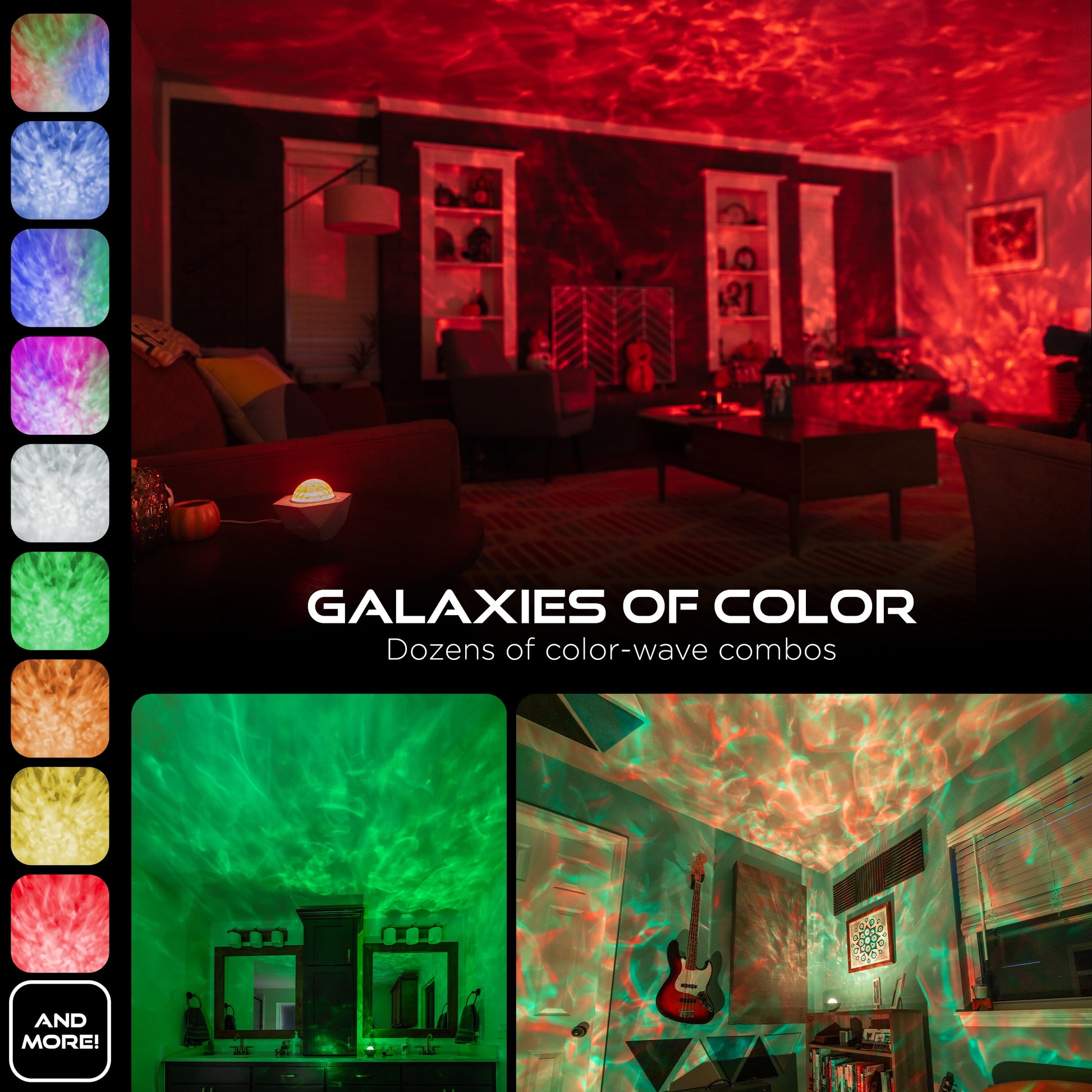 Color-Changing LED Galaxy Wave Projector, USB-C Powered, Night Light, 70333