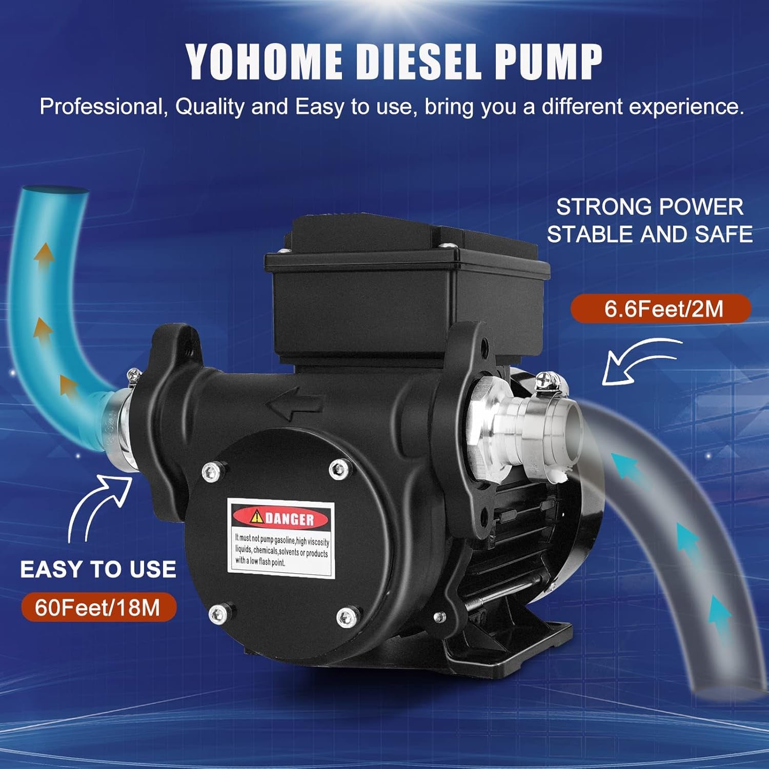 Diesel Transfer Pump 20GPM 80L/Min AC 110V Fuel & Oil Transfer Pump - Diesel, Kerosene, Biodiesel