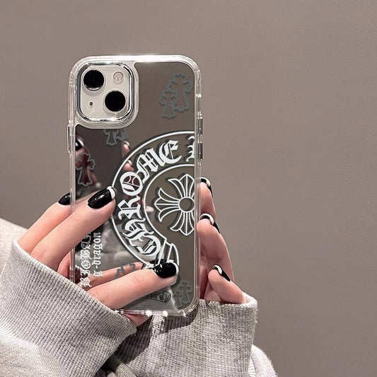 Gothic Cross Iphone 16 Case Mirror Pattern Phone Cases for Iphone11-16 Pro Max – Stylish Shockproof Cover, Aesthetic Gift Made in USA