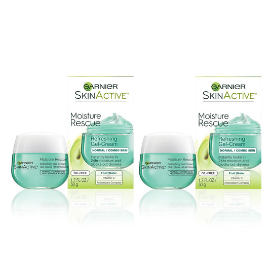Moisture Rescue Refreshing Gel-Cream for Normal/Combo Skin, Oil-Free, 1.7 Oz (50G), 2 Count (Packaging May Vary)