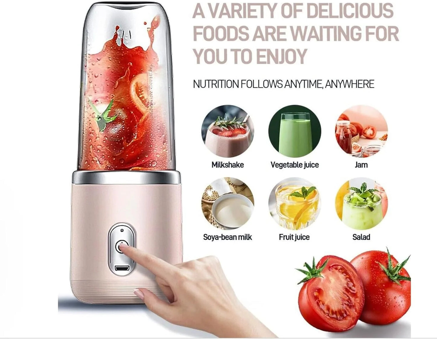 Electric Juice Maker,Portable Blender, Mini Bottle Travel Electric Smoothie Blender Maker Fruit Juicer Cup, Small Juicer Machines Cup for Smoothies and Shakes(Pink)