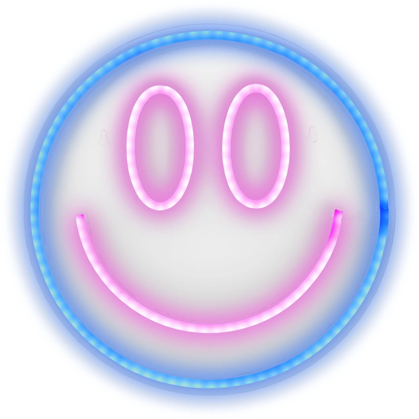 Lit 13" X 13" Smiley Face LED Neon Sign, Plastic Hanging Wall Art