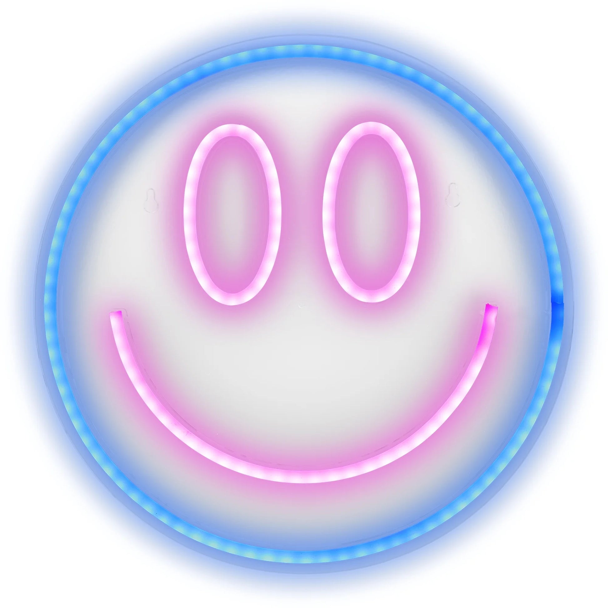Lit 13" X 13" Smiley Face LED Neon Sign, Plastic Hanging Wall Art