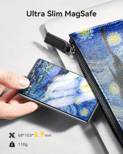 Magsafe Battery Pack 5000Mah Ultra-Slim 0.27In Magnetic Wireless Portable Charger with Tempered Glass Surface & 20W USB-C PD Power Bank for Iphone 16/15/14/13/12 Series & Android