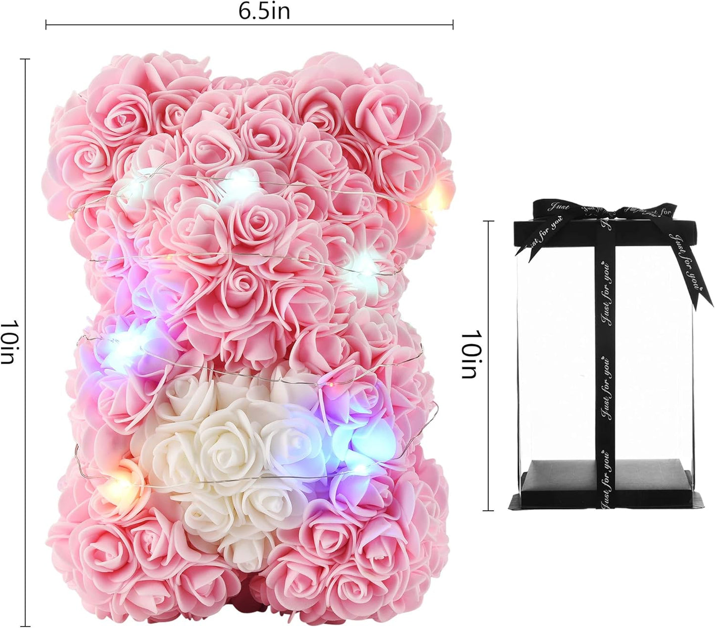 Mother Day Mom Gifts, Pink Rose Bear Gifts for Women, Handmade Rose Teddy Bear, Mom Birthday Gifts from Daughter Son Kids, Flower Bear for Mom, Women, Wife