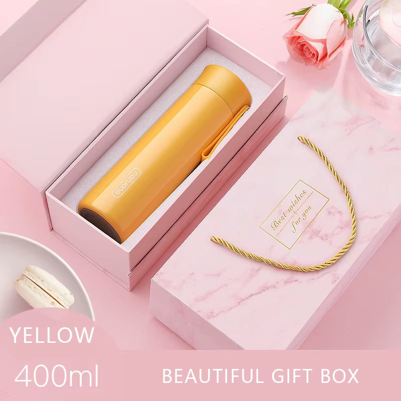 Ladies Portable Smart Temperature Display Thermos Cup Alarm Clock Reminder Drinking Gift Water Bottle Customization 400Ml