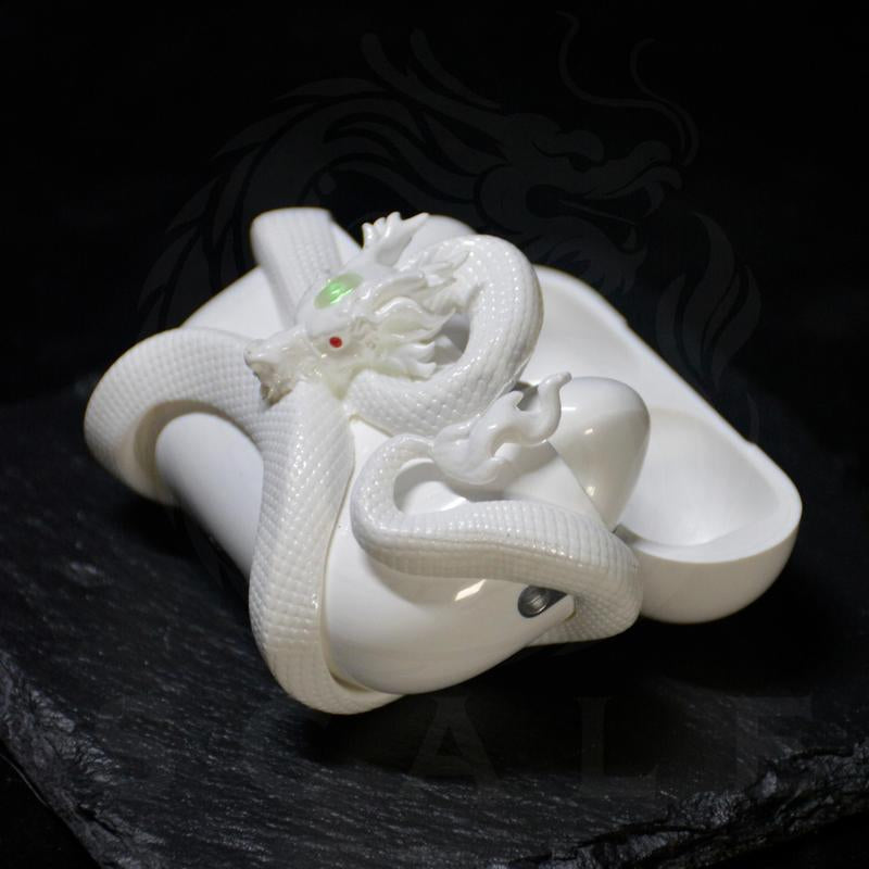 Black Dragon/Snake Earphone Case for Airpods Pro2/ Pro & Airpods 4 Case Cover, Gemstone Light-Up Head, Detail Sculpting, Anti-Drop Full Protection Case with Band, Gift for Boyfriend and Anime Lover