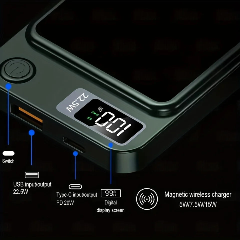 5000 Mah Magnetic Wireless Mobile Power, 22.5W/PD20W Fast Charging for Iphone15Pro Max/14Pro/13/12/Android Phones