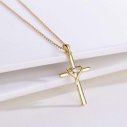 925 Sterling Silver Cross Necklace for Women Men 5A CZ Birthstone Necklaces 14K Gold Plated or Rose Gold Necklace for Easter or Mother'S Day