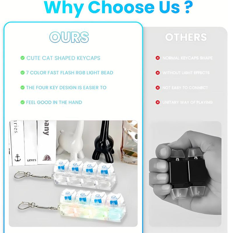 Fidget Keychain – Stress Relief Clicker Keyboard Toy, Perfect for Anxiety & Focus, Fun Office Desk Gadget Gift