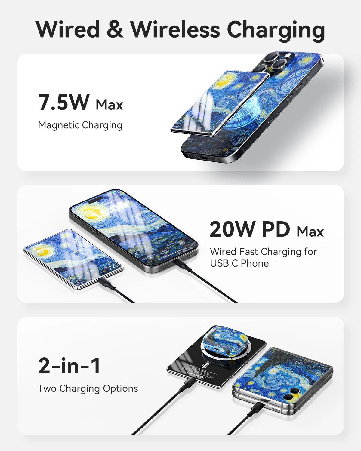 Magsafe Battery Pack 5000Mah Ultra-Slim 0.27In Magnetic Wireless Portable Charger with Tempered Glass Surface & 20W USB-C PD Power Bank for Iphone 16/15/14/13/12 Series & Android