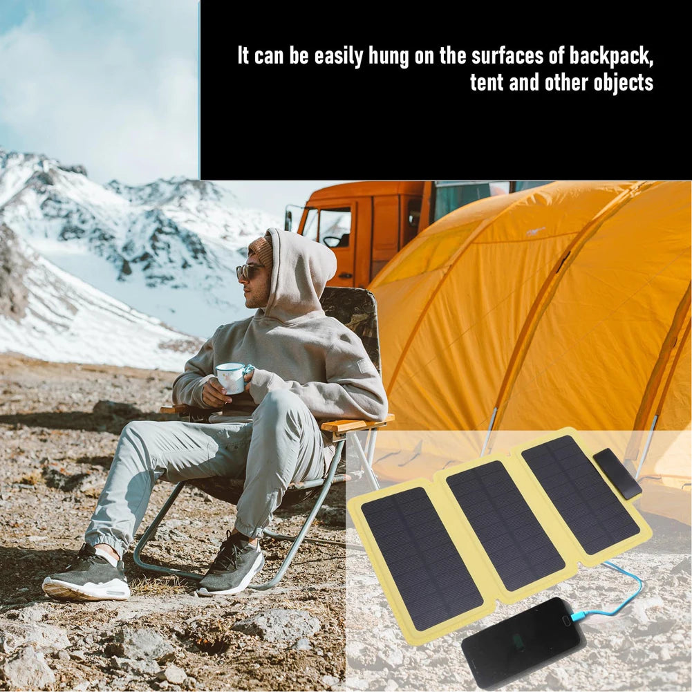 Outdoor Foldable Solar Panel Lightweight Portable Solar Power Bank USB Solar Mobile Power Battery Charger for Travel Emergency