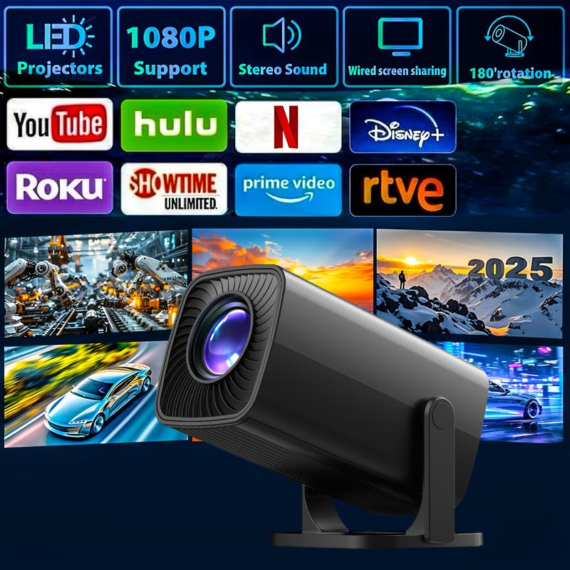 Ultra-Portable Mini Projector, Supports 4K, 1080P and 720P, Portable Viewing, 180 ° Rotation, Suitable for Mobile Phones/Tvs/Laptops, Home Theaters, a Must-Have Birthday Gift for Parties