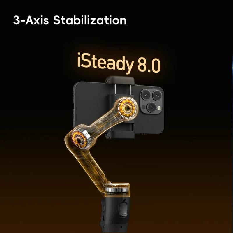 Hohem Isteady X3 SE Gimbal Stabilizer a Foldable 3-Axis Smartphone Gimbal Designed for Iphone and Android Devices.