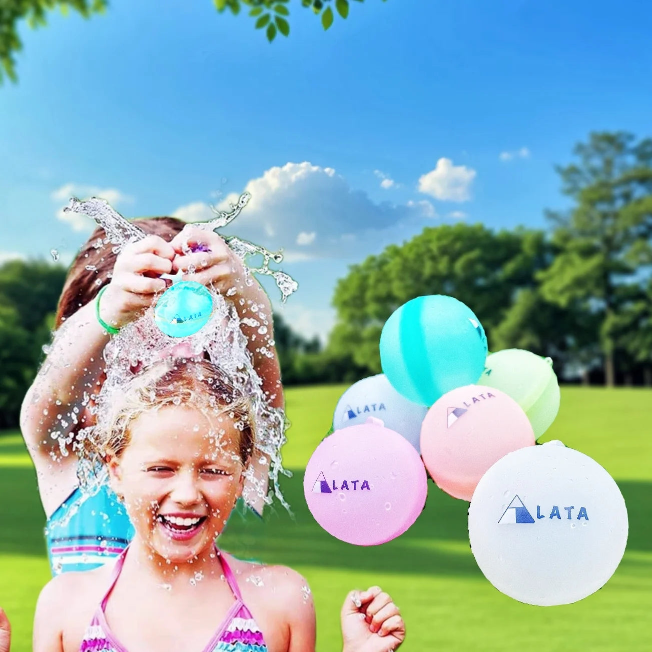 LATA 24 Reusable and Quick Fill Water Balloons, Silicone Refillable and Self-Sealing, Upgraded Version