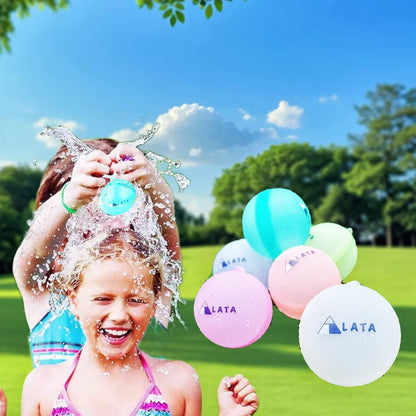 LATA 24 Reusable and Quick Fill Water Balloons, Silicone Refillable and Self-Sealing, Upgraded Version