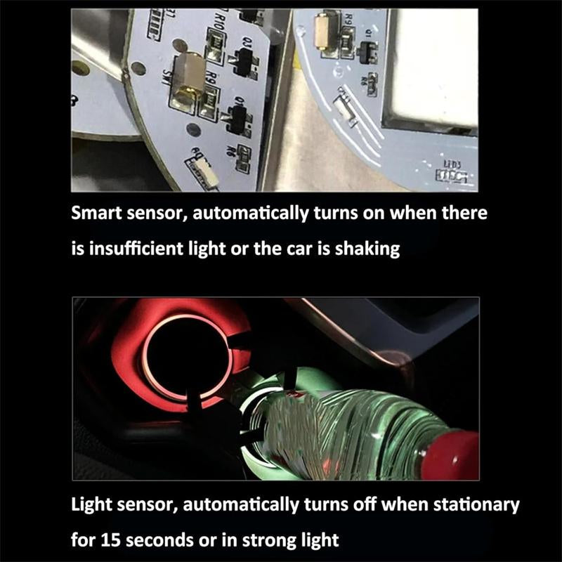 2 Pack LED Cup Holder Lights for Car, Rechargeable 7 Color-Changing Light up Cup Holder Insert Coasters, Car Accessories