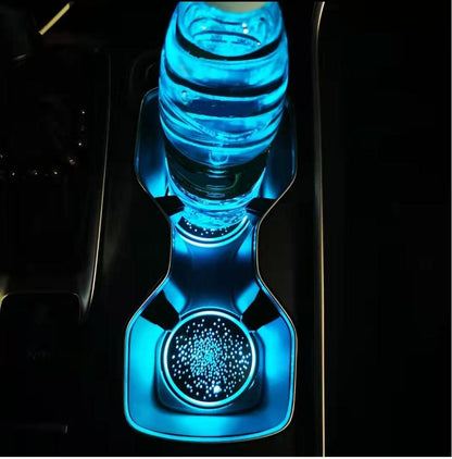 2 Pack LED Cup Holder Lights for Car, Rechargeable 7 Color-Changing Light up Cup Holder Insert Coasters, Car Accessories