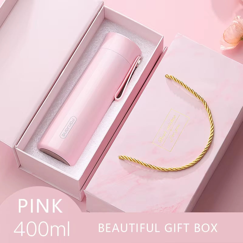 Ladies Portable Smart Temperature Display Thermos Cup Alarm Clock Reminder Drinking Gift Water Bottle Customization 400Ml