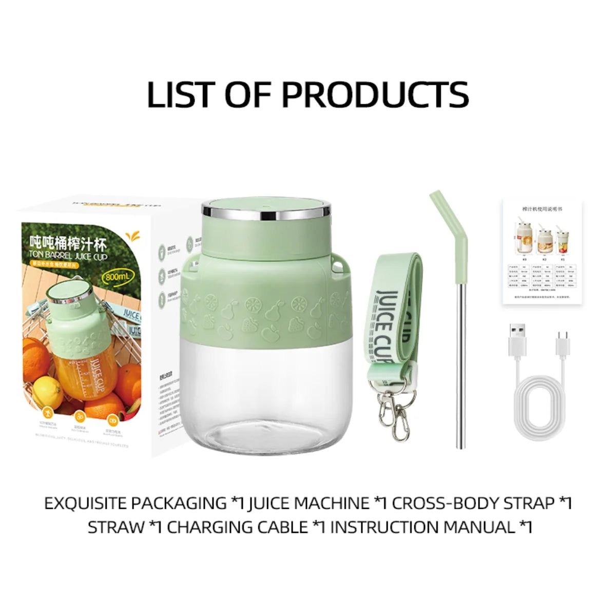 Portable Mini Blender USB Smoothie Mixer 27OZ Compact Design with Lanyard Straw for Home Office Travel Kitchen Essentials