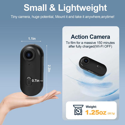 NUISK 128GB 4K Thumb Action Camera, Thumb POV Portable Body Cam, Tiny Size, Hands Free, Mount Anywhere Magnetic Sport DV, Bike Cycling, Pet, Vlogging