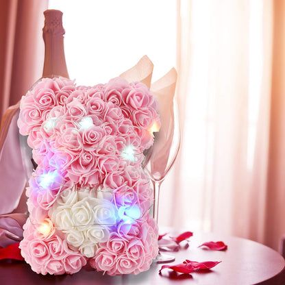 Mother Day Mom Gifts, Pink Rose Bear Gifts for Women, Handmade Rose Teddy Bear, Mom Birthday Gifts from Daughter Son Kids, Flower Bear for Mom, Women, Wife