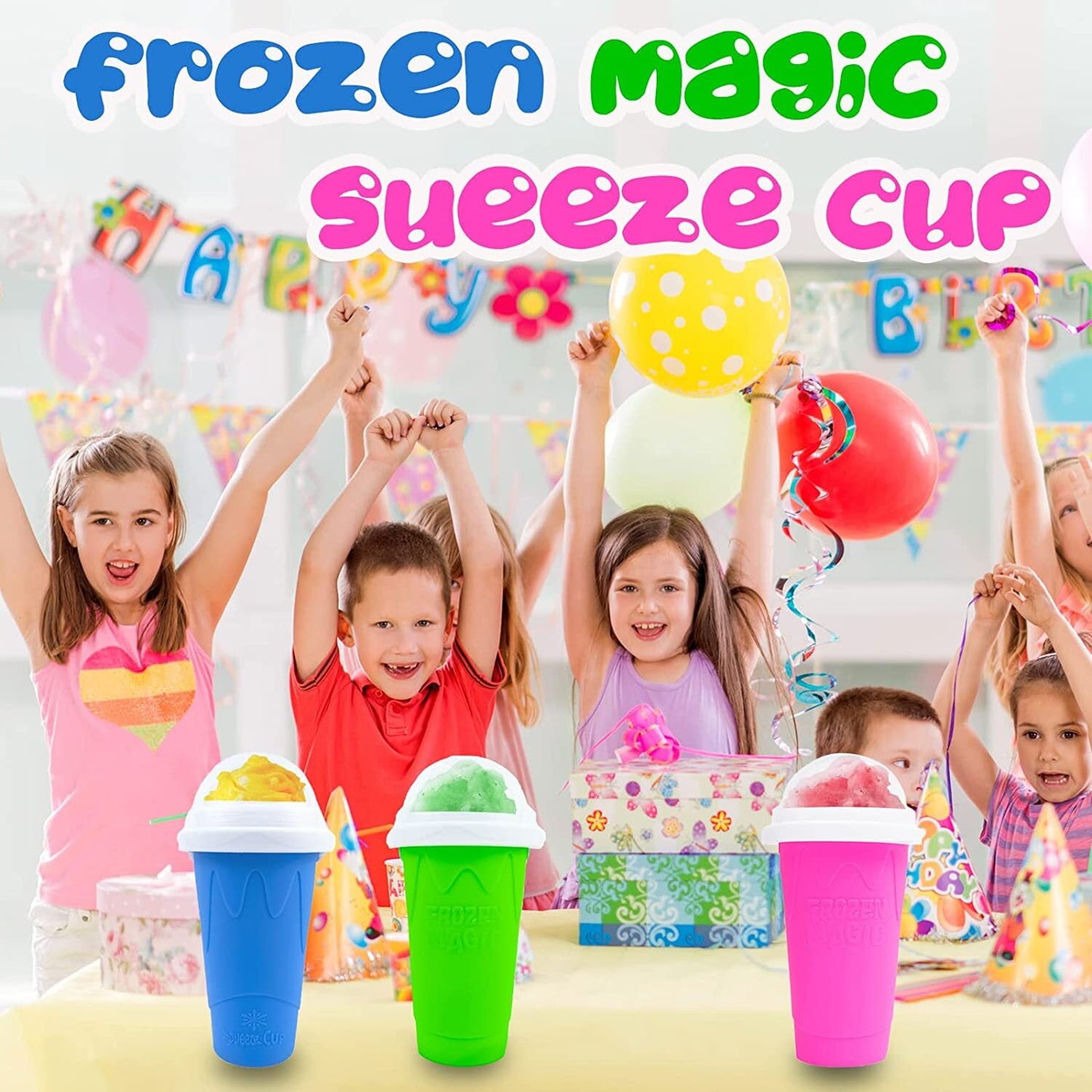 Slushy Maker Cup - TIK TOK Quick Frozen Magic Squeeze Cup, Double Layers Slushie Cup, DIY Homemade Squeeze Icy Cup, Fasting Cooling Make and Serve Slushy Cup for Milk Shake, Smoothies, Slushies