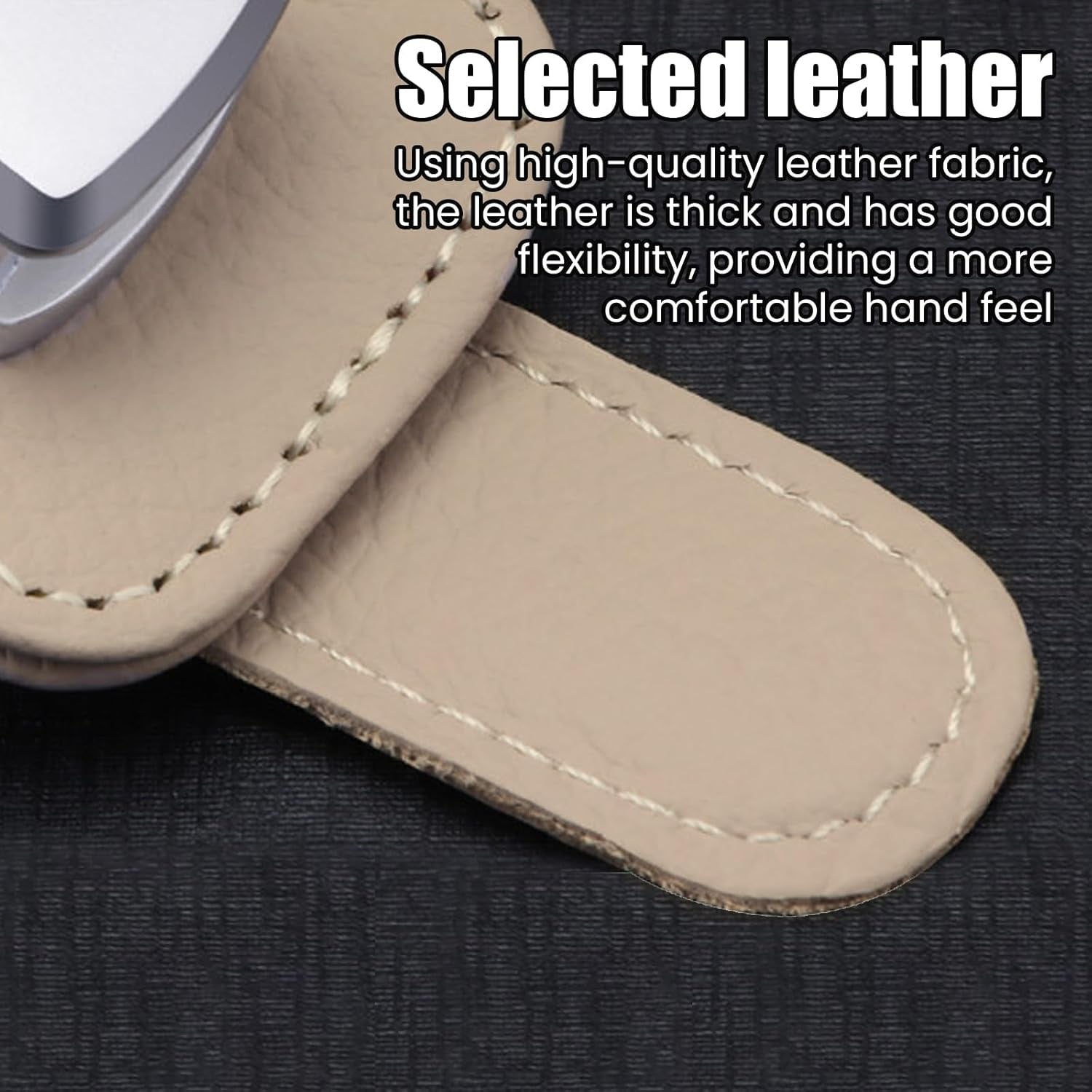 2 Pack Sunglass Holder for Car, Universal Car Visor Leather Sunglasses Holder Clip Eyeglasses Hanger and Ticket Card Clip for Car Visor Accessories (Beige)
