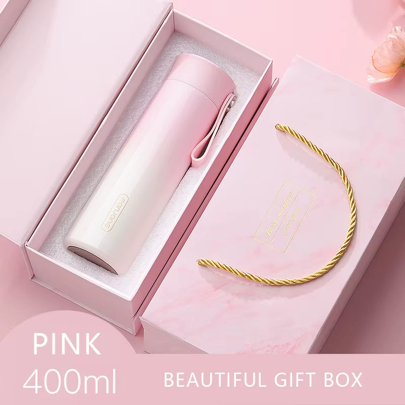 Ladies Portable Smart Temperature Display Thermos Cup Alarm Clock Reminder Drinking Gift Water Bottle Customization 400Ml