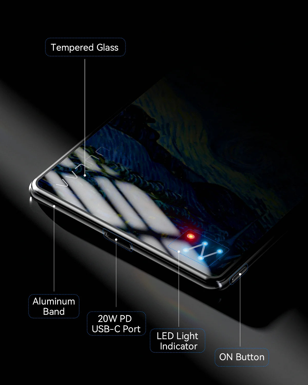 Magsafe Battery Pack 5000Mah Ultra-Slim 0.27In Magnetic Wireless Portable Charger with Tempered Glass Surface & 20W USB-C PD Power Bank for Iphone 16/15/14/13/12 Series & Android