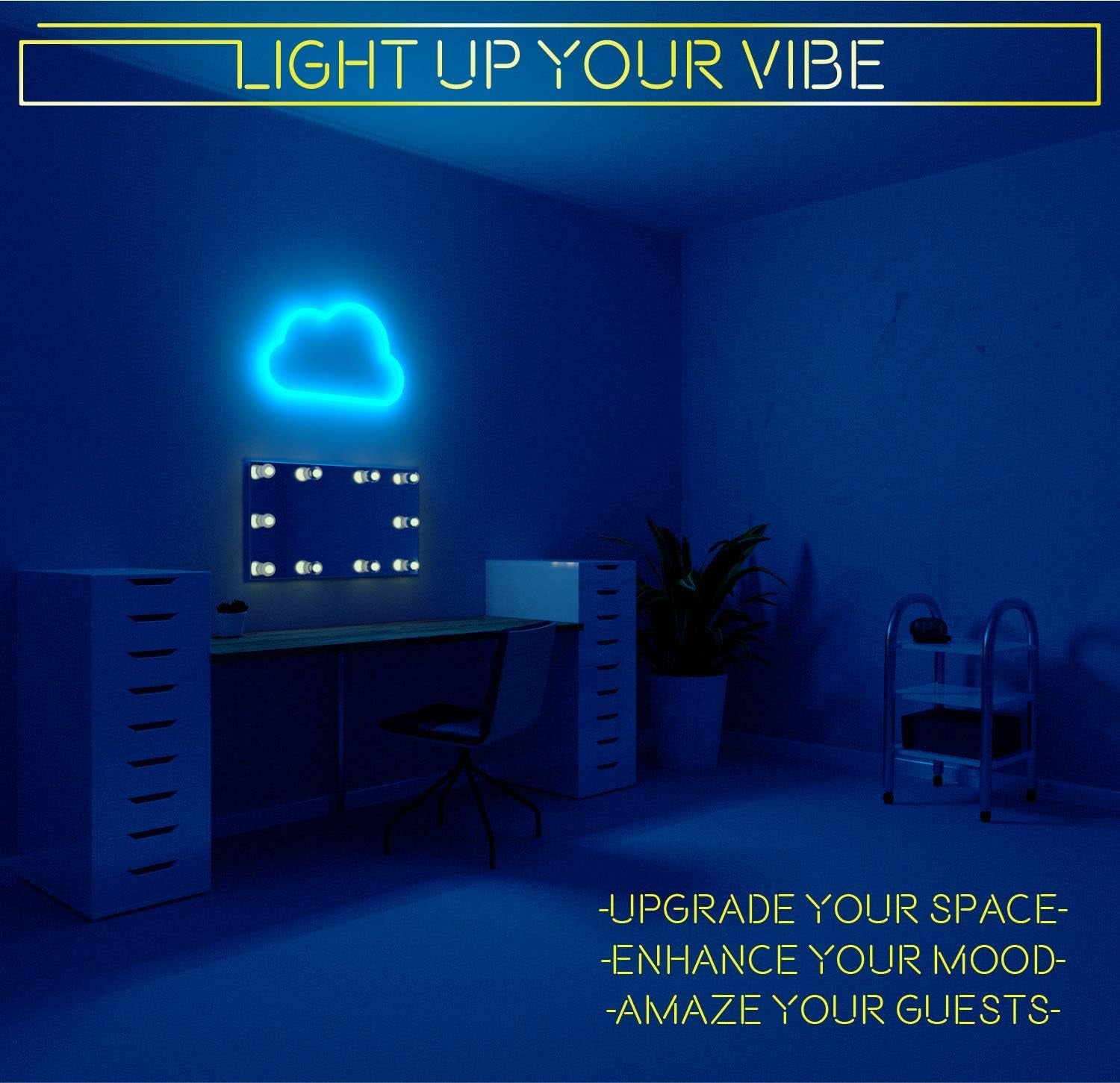 Lightning Bolt Neon Signs Led Cloud (Warm and Blue) Neon Signs for Bedroom - Neon Sign Neon Lights Led Signs Neon Lights for Bedroom - Led Sign Cloud Light Neon Light Sign Led Signs for Bedroom Wall