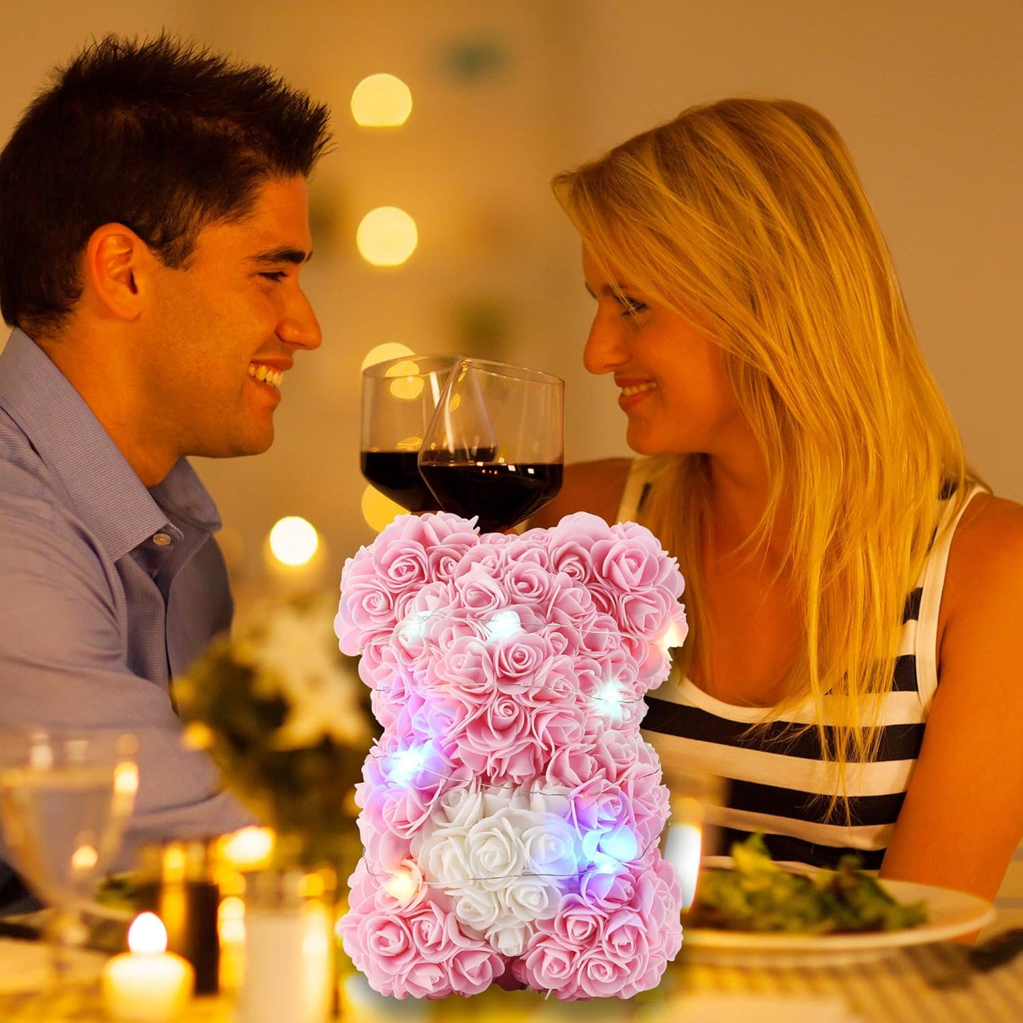Mother Day Mom Gifts, Pink Rose Bear Gifts for Women, Handmade Rose Teddy Bear, Mom Birthday Gifts from Daughter Son Kids, Flower Bear for Mom, Women, Wife