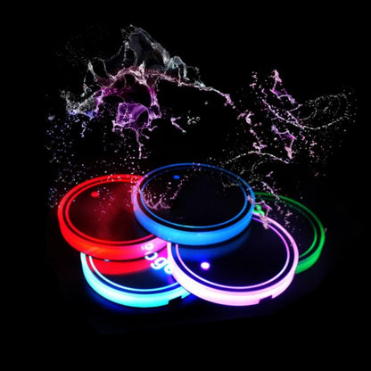 2 Pack LED Cup Holder Lights for Car, Rechargeable 7 Color-Changing Light up Cup Holder Insert Coasters, Car Accessories